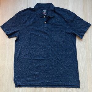 St Johns Bay Performance Polo Shirt Mens Large Navy Blue Heather Pocket Golf Dad